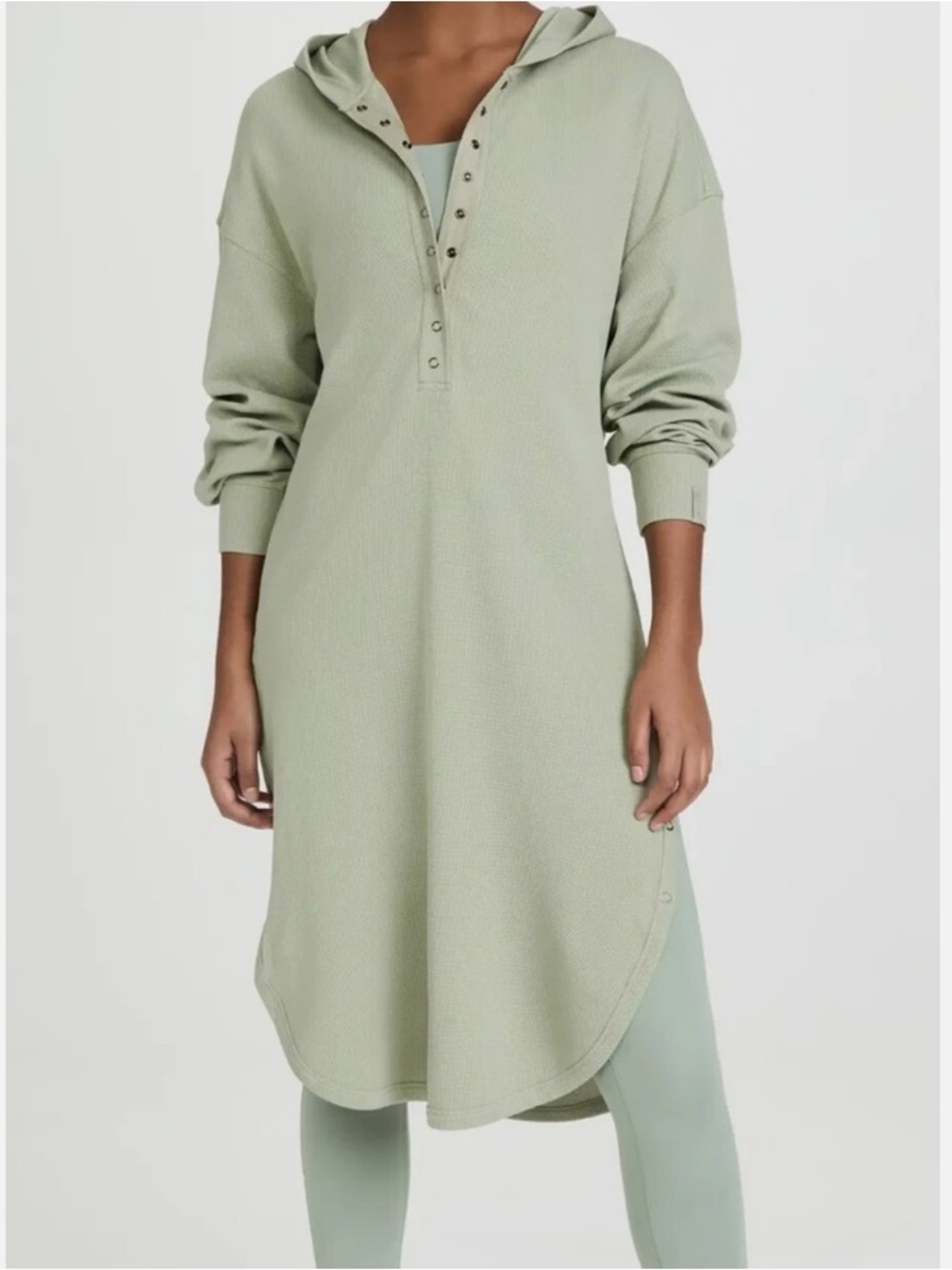 Halle Berry X Sweaty Betty Hera Waffle Knit Hooded Dress